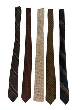 Vintage Men’s Skinny Tie Lot of 5 Superba Dayton’s Botany Wool Knit Retro